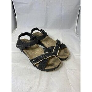 Earth Origins 9M Gaven Sandals Adjustable Straps Comfort 1.5 Inch Wedge Black